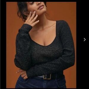 Anthropologie Metallic Lures Knit Sweater Size Small